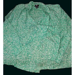 Teal White Womens XXL Open Front Cardigan Warm NWOT